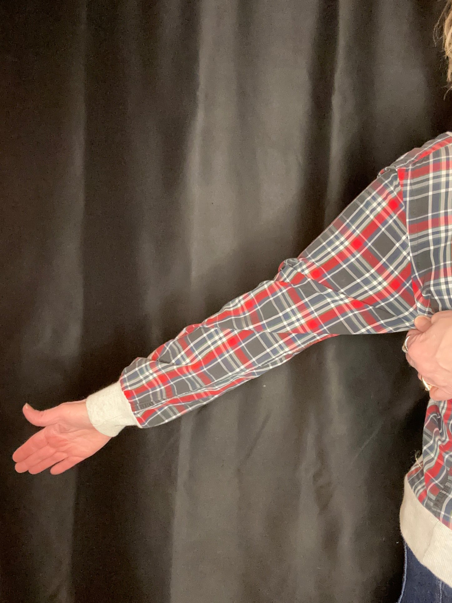 Classic Mickey Mouse/cotton plaid sleeves
