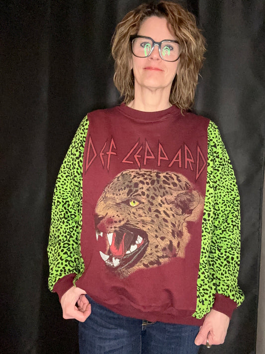 Upcycled Def Leppard Green - XL